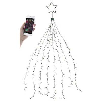 Image de Guirlande lumineuse effet cascade pour sapin de Noël, 320 LED, avec bluetooth &amp; application [Lunartec]