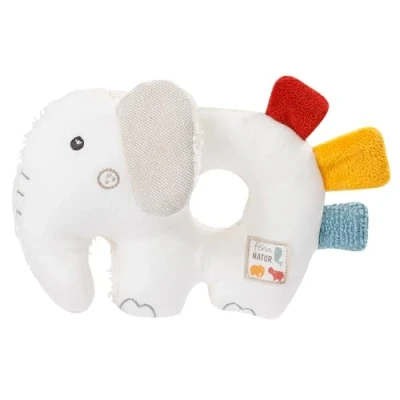 Image de Fehn Hochet en Forme d&#039;éléphant Couleur Naturelle, 00056075, Multicolore, 1 Stück (1er Pack)