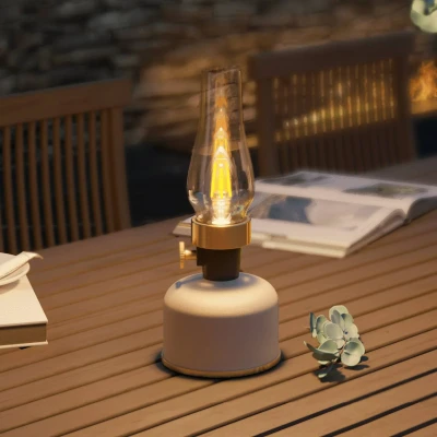 Image de Calex Lampe à poser rechargeable LED Lavinio, sable, lanterne, variateur