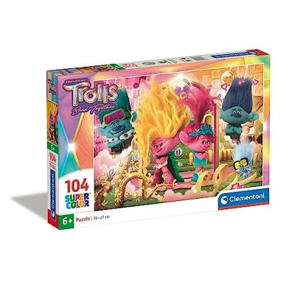 Image de Clementoni 27268 Puzzle Trolls 3 104 Pièces Jeu Educatif, de Réflexion et Patience Image Qualité 38 x 27 Cm À Partir 6 ans