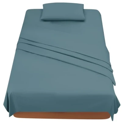 Image de FARFALLAROSSA Parure De Lit 90x190/200 3 Pièces en Microfibre Drap Housse 90x200 cm Plat 1 Personne 160x280 Taie d&#039;oreiller 50x80 Vert