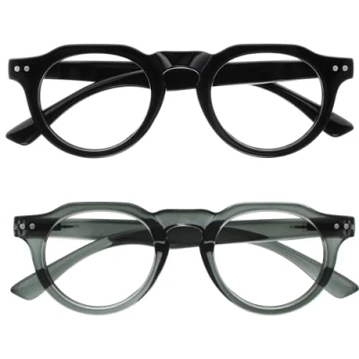 Image de OPULIZE RIO Lunettes de Lecture Anti Lumière Bleue Lot 2 Monture Partie Supérieure Droite Noir, Gris Hommes et Femmes BB53 17 +1.00