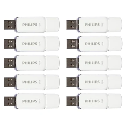 Image de Philips Snow Édition High Speed clé USB 2.0 10x 32 Go pour PC, Ordinateur Portable, Stockage de données informatiques, Vitesse Lecture jusqu&#039;à 23 Mo/s