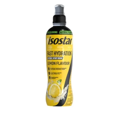 Image de Isostar Fast Hydratation Saveur Citron Boisson Isotonique pour sportifs Apport de Glucides et d&#039;Electrolytes Arôme Naturel Sans Colorant 500 ml