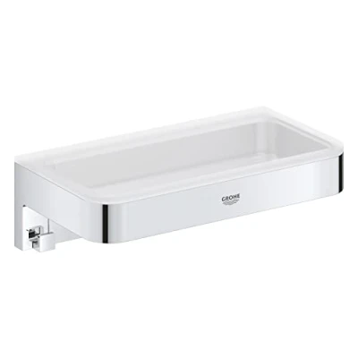 Image de GROHE Start Cube Panier de Douche, Etagère Murale pour Salle Bain, Fixations Cachées, A coller avec QuickGlue ou à visser, Chromé, 41107000