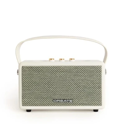 Image de Haut parleur portable Design rétro Bluetooth 5.2/5.0 USB/AUX 40W Finitions bois et cuir