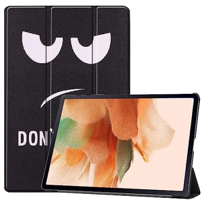 Image de Housse etui PU cuir avec coque souple Samsung Galaxy Tab S7 FE Plus S8 T730 T736 X800 X806 (12,4&quot;) DON&#039;T TOUCH