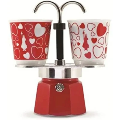 Image de Set Mini Express Moka BIALETTI 2 tasses 90 ml Couleur Rouge Méthode Capacité