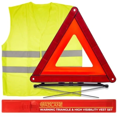 Image de GADLANE Triangle De Signalisation Homologué Ece &amp; Gilet Jaune Réfléchissant Pliable Alerte Sécurité