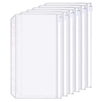 Image de Accessoire pour classeur à anneaux en D Pochettes perforées Séparateur Règle Onglet Index (Poche zippée, A6)