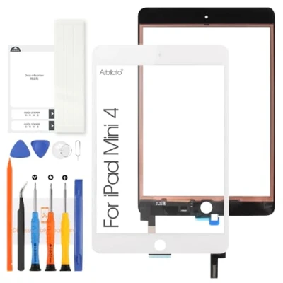 Image de Arbilato Écran Tactile pour iPad Mini 4 2015 A1538 7.9 Remplacement Mini4 A1550 Numériseur Verre Panneau Réparation Kits (Pas LCD) (Blanc)