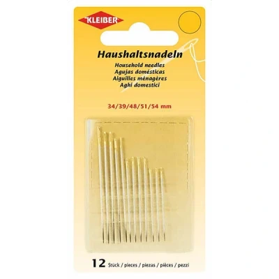 Image de Set d&#039;aiguilles à coudre la main KLEIBER 12 pièces Longueurs 34 54 mm Chas doré Acier