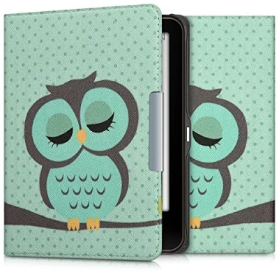 Image de kwmobile Étui Compatible avec Tolino Vision 1/2 / 3/4 HD Coque à Rabat magnétique Tablette eReader Similicuir Turquoise Marron Menthe glaciale