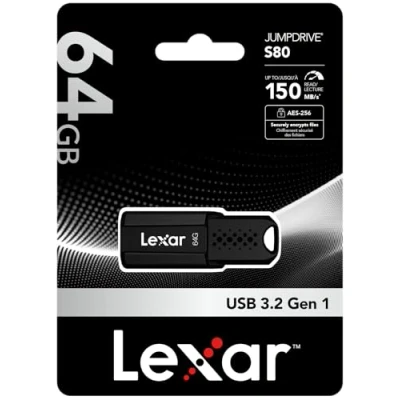 Image de Lexar JumpDrive S80 lecteur USB flash 64 Go Type A 3.2 Gen 1 (3.1 1) Noir Neuf