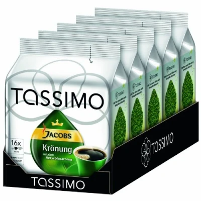 Image de TASSIMO Jacobs Kronung café, dosettes à café souples, T Discs Capsules, 5 paquets de 16 (80 Boissons)