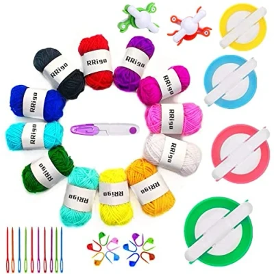 Image de RRigo Pompom Makers, 4 Tailles de Tissage pour Fabriquer des Pompons Boule Maker Pattern Tricot Craft Outil Peluches Weaver DIY (39)
