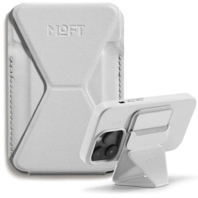 Image de MOFT Snap Portefeuille Magsafe pour iPhone 15 14 13 12 Series, Support magnétique en Cuir végane téléphone avec 3 Angles de Vue, Force améliorée (Gris Brumeux)