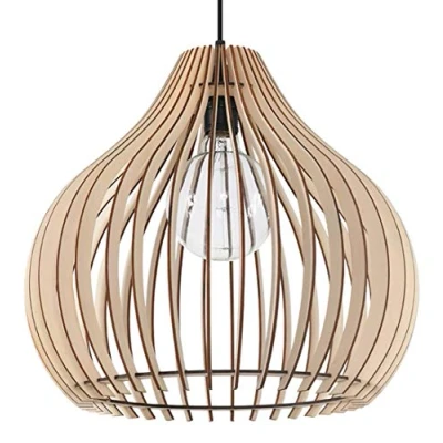 Image de SOLLUX Lampe en Bois Ajouré Spot Suspendu Éclairage Plafonnier Ampoule LED Design Géométrique Installation Facile APRILLA 40x40x100 cm