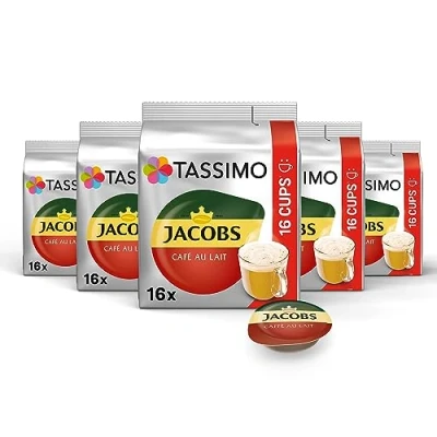 Image de 2,50 de remise 5 unités Tassimo Jacobs Café au Lait 1.30 kg