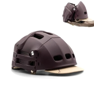 Image de Casque Pliable Plixi pour vélo, Trottinette électrique, gyroroue, Skateboard, Roller, VAE Norme CE EN1078, même Protection Qu’Un Classique Volume divisé par 3 (Carmin Red, S/M (54 58 cm))