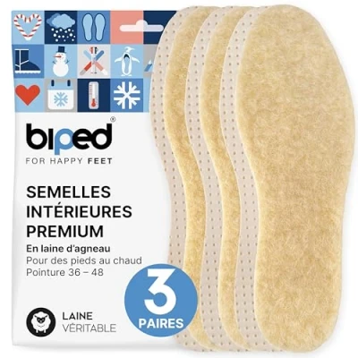 Image de biped 3 paires de Semelles hiver avec laine d&#039;agneau chaudes pour chaussures extra douces femmes et hommes z2389(43)
