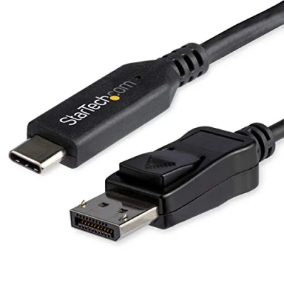 Image de StarTech.com Câble Adaptateur USB C vers DisplayPort 1m Vidéo Convertisseur 8K/5K/4K Type DP 1.4 Alt Mode HBR3/HDR/DSC Moniteur 8K 60Hz Thunderbolt 3 (CDP2DP141MB)