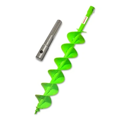 Image de WERHE® Profi drill acier massif, foret de terre pour perceuse 120 mm double arbre extrêmement robuste avec adaptateur SDS Max pieu puits pointe précise.