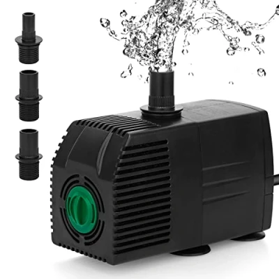 Image de JIERTOP Pompe Eau Submersible, 1100L/H 16W Aquarium Ajustable Ultra Silencieux avec pour Étang Poisson Fontaine Réservoir de Poissons 3 Buses Cordon 1,83m