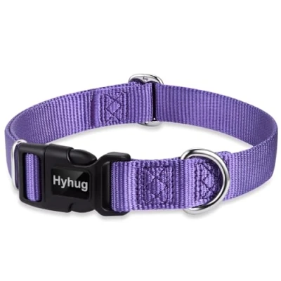 Image de Collier de Base Solide Classique Robuste pour Chiens Ajustement Conception Unique, glissière Triglide (Boucle) Peut Attacher Une étiquette nom. (Grand Modèle L, Ultra Violet)