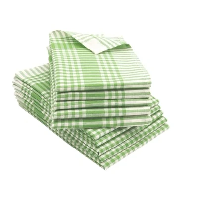 Image de ZOLLNER Set de 10 torchons, 50x70 cm, Coton, 180g/m², Vert à Carreaux