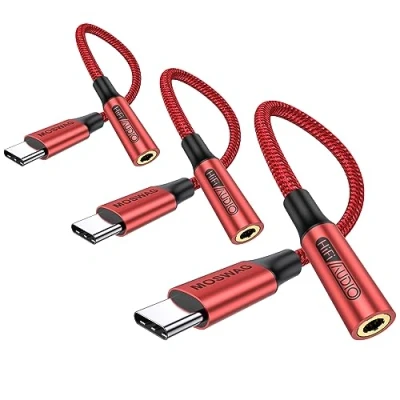 Image de MOSWAG Adaptateur de Prise Casque USB C à 3,5 mm, Audio câble Chien chiffrement auxiliaire pour Samsung Galaxy s22 s21 S20 Ultra S20, Pixel 4 3 2 XL, iPad Pro, etc