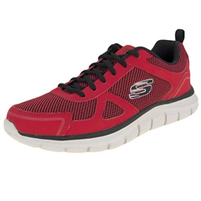 Image de Skechers Herren Track Bucolo Sneakers, Red Leather Black Mesh Trim, 47.5 EU