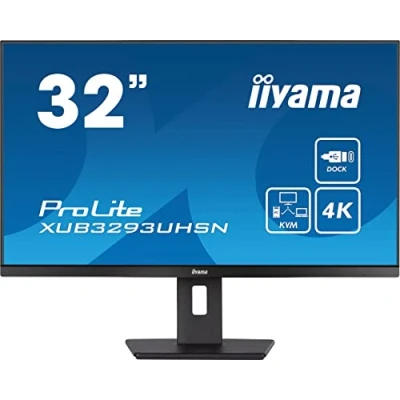 Image de iiyama Prolite XUB3293UHSN B5 80cm 31,5&quot; IPS LED Monitor 4K UHD HDMI DP USB3.0 USB C 65W LAN KVM Switch Slim Line Höhenverstellung Schwarz