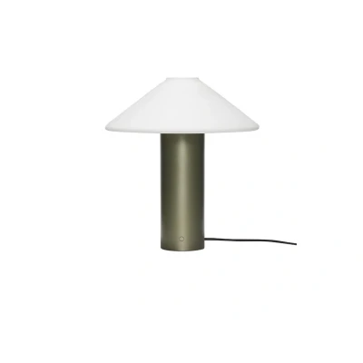 Image de HÜBSCH lampe à poser Orbit, vert foncé, blanc, fer, verre