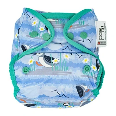 Image de Close Just Contempo Couche en tissu écologique et réutilisable Motif macareux Bleu