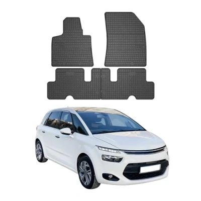 Image de Tapis de Sol Compatible avec Citroen C4 Grand Picasso 2013 2016 Caoutchouc Noir
