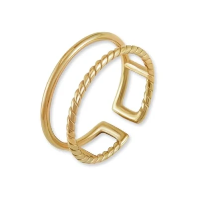 Image de GD GOOD.designs EST. 2015 Bague or pour femme ajustable en acier inoxydable résistante à l&#039;eau double anneau ouvert incl. boîte cadeau