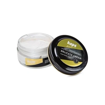 Image de Kaps Crème Délicate De Cirage Cuir Naturel Et Synthé Soin Chaussures Professionnel Intensif Du Nourrissant Pot Verre 50ml Plusieurs Couleurs (401 Argent)
