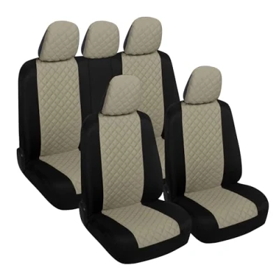 Image de Susy Shop Housses de siège voiture universelles, avant et arrière, Compatibilité universelle Montage simple (A23 Set complet, Beige)