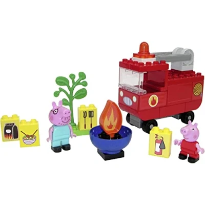 Image de Big Bloxx Peppa Pig Camion de Pompier Kit Construction avec et Papa 40 pièces pour Enfants à partir 18 Mois