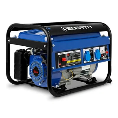 Image de EBERTH 3000 Watt Groupe electrogene Generateur electrique portable moteur à essence 6,5 CV, 4 temps, 2x 230V, 1x 12V, démarrage par câble, régulateur tension automatique AVR, sécurité niveau d&#039;huile