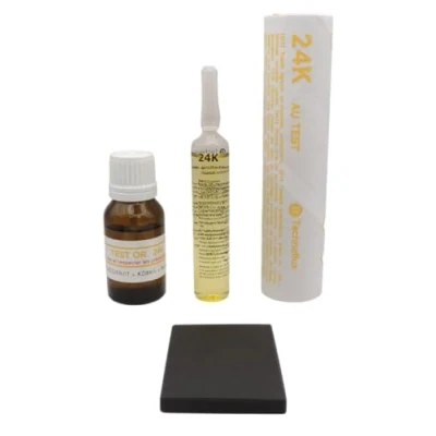 Image de KIT 1 TEST TESTEUR OR 20 24 K CARATS POUR TESTER L&#039;OR + PIERRE DE TOUCHE NATURELLE 50x40mm FLACON COMPTE GOUTTES 15 ML GUIDE EXPERTISE OFFERT (TEST TESTING GOLD STONE)
