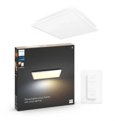 Image de Philips Hue White Ambiance AURELLE Panneau LED 60X60 cm 46,5W compatible Bluetooth Blanc (télécommande incluse), fonctionne avec Alexa, Google Assistant et Apple Homekit