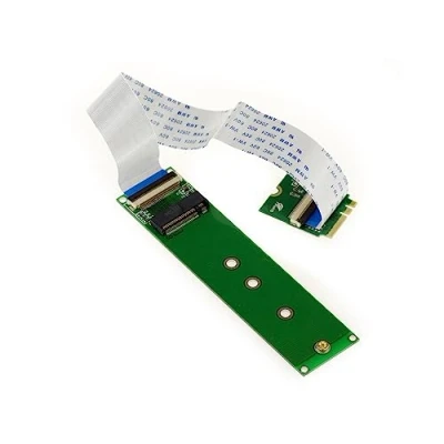 Image de Extension rallonge type riser M.2 NGFF pour monter un SSD M2 PCIe M Key AHCI ou NVMe sur port E A avec nappe souple de 2