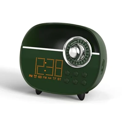 Image de Réveil rétro avec Bluetooth, radio FM rétro, appels mains libres, veilleuse, support TF card et aux, extérieur iTOMA 158