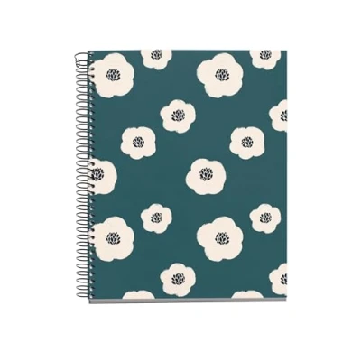 Image de Miquelrius Cahier A5 (148 x 210 mm), 100 feuilles lignées de 70 g/m², couverture en carton rigide, 4 bandes couleur, spirale, 2 trous, carnet ligné, jolie papeterie, vert