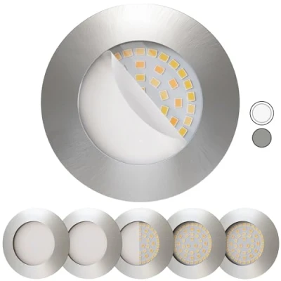 Image de Scandinavian home Set de 6 spots LED encastrables et dimmables WarmDim 230V 5,8W blanc chaud 60mm 70mm I salle bain CRI 90 580lm 3100K 68mm Design en acier inoxydable avec verre dépoli