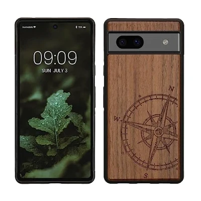 Image de kwmobile Housse Compatible avec Google Pixel 7a Coque Étui de Protection Rigide Antichoc Cadre en TPU Brun foncé