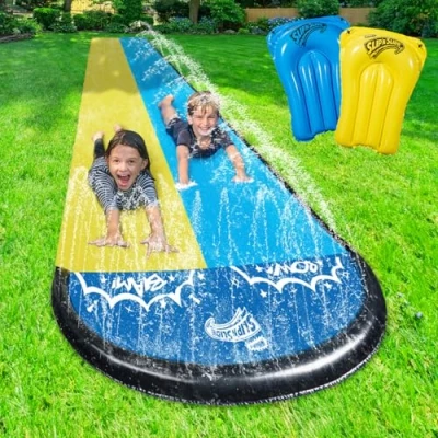 Image de Wham O Slip N Slide Double Wave Rider 548.64cm avec Boogie, pour Les Enfants de 5 à 12 Ans Jouets d&#039;été Installation Facile