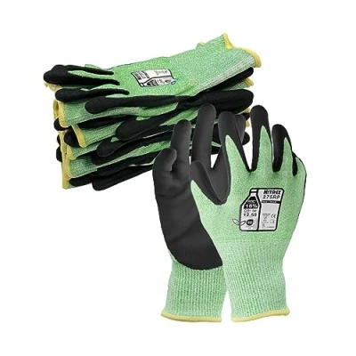 Image de NITREX 275RP 5 paires de gants sécurité travail, Sandy Nitrile Palm enduits, résistants aux coupures, durables, pour écran tactile, taille 9, L
